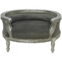 Casa Padrino Barock Hunde & Katzen Sofa Grau /Silber Hundebett & Katzenbett