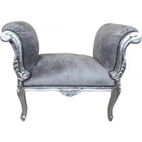 Casa Padrino Barock Schemel Hocker Grau / Silber - Sitzbank