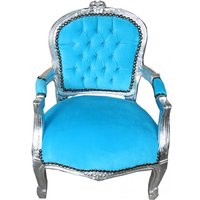 Casa Padrino Barock Kinder Stuhl Türkis / Silber - Kindermöbel