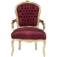 Casa Padrino Barock Salon Stuhl Mod1 Bordeaux Musterstoff / Gold