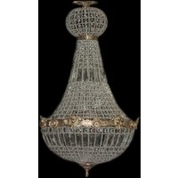 Barock Kronleuchter Gold mit Glaskristallen Höhe 90 cm, Durchmesser 50 cm Antik Stil - Möbel Lüster Leuchter Hängeleuchte Hängelampe