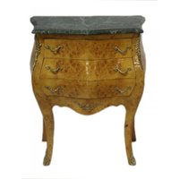 Casa Padrino Barock Kommode mit Marmorplatte aus Nussbaum H 75 cm, B 60 cm - Nachttisch Konsole