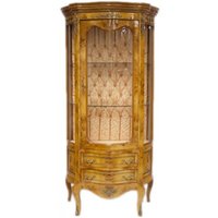 Casa Padrino Barock Vitrine Hellbraun 88 x H. 180 cm - Massivholz Vitrinenschrank - Wohnzimmerschrank - Barock Möbel