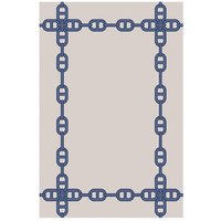 Wunderschöner Luxus Teppich aus 100% Neuseeland-Wolle, Blau/Creme, Samtweich 200 x 300 cm - Hochwertige Qualität