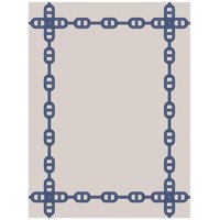 Wunderschöner Luxus Teppich aus 100% Neuseeland-Wolle mit Mäander Muster, Blau/Creme, Samtweich 300 x 400 cm - Hochwertige Qualität