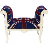Casa Padrino Barock Schemel Hocker Union Jack / Creme - Sitzbank