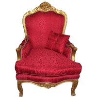 Casa Padrino Barock Sessel Rot Muster /Gold - Antik Stil Möbel