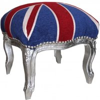 Casa Padrino Barock FuÃhocker Union Jack / Silber - Hocker Englische Flagge- Antik Stil England