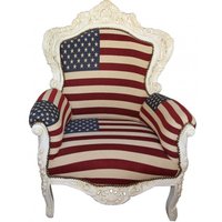 Casa Padrino Barock Sessel "King" USA Design/ Creme Möbel Antik Stil- USA Flagge