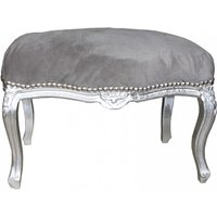 Casa Padrino Barock Sitzhocker Medium Grau / Silber - Antik Stil Möbel - Hocker