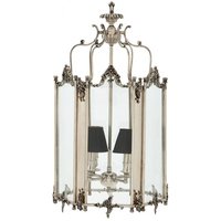 Casa Padrino Barock Hängeleuchte Versilbert Antik-Look, 4 Flammiger Kronleuchter, Breite 39 cm, Höhe 73 cm, Tiefe 42 cm - Barock Schloss Lampe - feinste Qualität