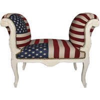 Barock Schemel Hocker USA Design / Creme - Sitzbank USA Flagge