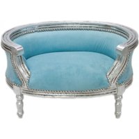 Barock Hunde & Katzen Sofa Blau /Silber Hundebett & Katzenbett