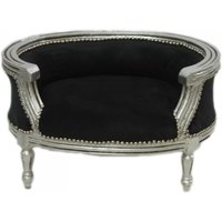 Barock Hunde & Katzen Sofa Schwarz /Silber Hundebett & Katzenbett