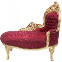 Casa Padrino Barock Kinder Chaiselongue Bordeauxrot Muster/Gold - Kindermöbel