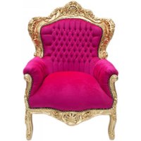 Barock Sessel "King" Pink / Gold Möbel Antik Stil