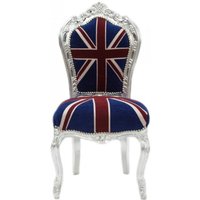 Bew! Casa Padrino Barock Esszimmer Stuhl Union Jack / Silber - Möbel Antik Stil