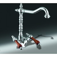 Luxus Bad Zubehör - Jugendstil Retro Waschbecken Armatur Waschtisch Chrom / Teak Serie Milano - Made in Italy