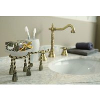 Luxus Bad Zubehör - Jugendstil Retro Waschbecken Armatur Waschtisch Dreilochbatterie Altgold / Bronze Serie Milano - Made in Italy