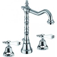 Luxus Bad Zubehör - Jugendstil Retro Waschbecken Armatur Waschtisch Dreilochbatterie Chrom Serie Milano - Made in Italy