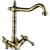 Luxus Bad Zubehör - Jugendstil Retro Waschtisch Armatur Einlochbatterie Altgold / Bronze Serie Milano - Made in Italy