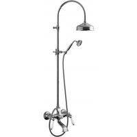 Luxus Bad Zubehör - Jugendstil Retro Wannenfüllmischer mit Säulenbrause und Schiebe Brausehalter - Armatur Badewanne- Chrom - Serie Milano - Made in Italy