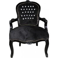 Casa Padrino Barock Salon Stuhl Schwarz / Schwarz mit Bling Bling Glitzersteinen Mod1