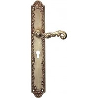 Casa Padrino Luxus Jugendstil Türbeschlag mit Schutzgarnitur Türdrücker Milano Messing Massiv - French Gold