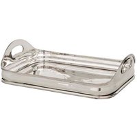 Casa Padrino Luxus Tablett Rechteckig Massiv Luxury Castle Edelstahl Massiv vernickelt 41 x 30 cm - Luxury Collection - 5 Sterne Gastronomie Einrichtung