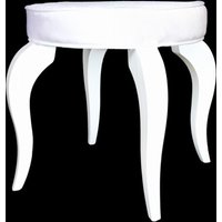 Casa Padrino Barock Sitzhocker Weià / Weià - Designer Rundhocker - Luxus Qualität