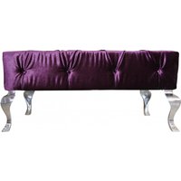 Casa Padrino Luxus Barock Sitzhocker Lila / Silber - Designer Sitzbank - Hocker - Luxus Qualität