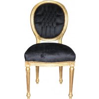 Casa Padrino Barock Esszimmer Stuhl Schwarz / Gold / Mod2/ Rund