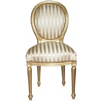 Casa Padrino Barock Esszimmer Stuhl Gold Streifen / Gold / Rund Barockstuhl