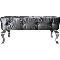 Casa Padrino Luxus Barock Sitzhocker Grau / Silber - Designer Sitzbank - Hocker - Luxus Qualität