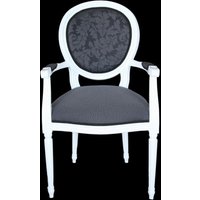 Casa Padrino Barock Esszimmer Stuhl mit Armlehne Grau / Weià - Designer Stuhl - Luxus Qualität