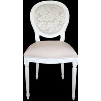 Casa Padrino Barock Esszimmer Stuhl ohne Armlehne Creme / Weià - Designer Stuhl - Luxus Qualität