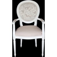 Casa Padrino Barock Esszimmer Stuhl mit Armlehne Creme / Weià - Designer Stuhl - Luxus Qualität