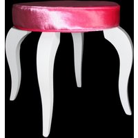 Casa Padrino Barock Sitzhocker Rosa / Weià - Designer Rundhocker - Luxus Qualität
