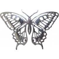 Riesiger Casa Padrino Designer Schmetterling aus poliertem Aluminium, Silber, H 29 cm, B 41 cm - Wandfigur, Wanddekoration Aluminium