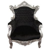 Casa Padrino Barock Sessel Al Capone Schwarz / Silber