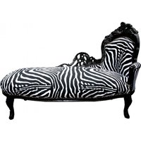 Casa Padrino Barock Chaiselongue Zebra / Schwarz - Möbel Lounge Liege Recamiere