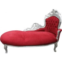 Casa Padrino Barock Chaiselongue Bordeaux Rot / Silber - Lounge Liege Recamiere Möbel