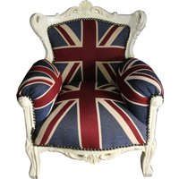 Casa Padrino Barock Kinder Sessel Union Jack / Creme - Thron England Englische Flagge Tron