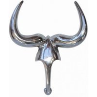 Casa Padrino Designer Deko Gazelle aus poliertem Aluminium H 47 cm, B 36 cm - Wandfigur - Geweih - Wandgeweih