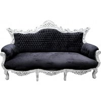Casa Padrino Barock Sofa Master Schwarz / Silber - Möbel Couch Lounge