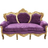 Casa Padrino Barock Sofa King Lila / Gold - Möbel Lounge Couch