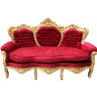 Casa Padrino Barock Sofa King Bordeaux Rot / Gold Mod2 - Möbel Lounge Couch