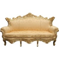 Casa Padrino Barock Sofa Master Gold Flowers Muster / Gold - Wohnzimmer Couch Möbel Lounge