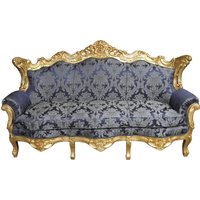 Casa Padrino Barock Sofa Master Royal Blau Muster / Gold - Wohnzimmer Couch Möbel Lounge