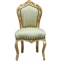 Casa Padrino Barock Esszimmer Stuhl Grün / Creme Streifen / Gold